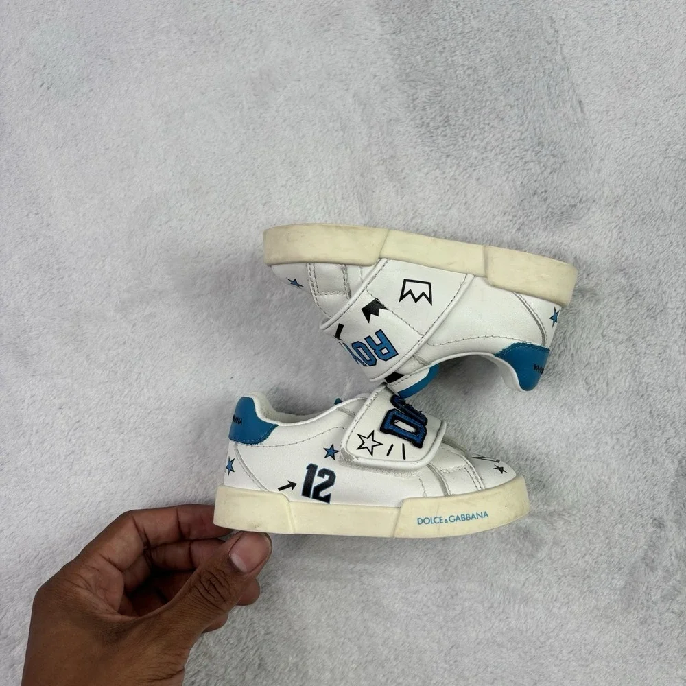 Dolce & Gabbana White & Blue Royals Kids Boys Trainers 20 Size 5C